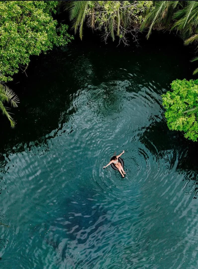 Aerial view of a guest floating in Chemka hot springs